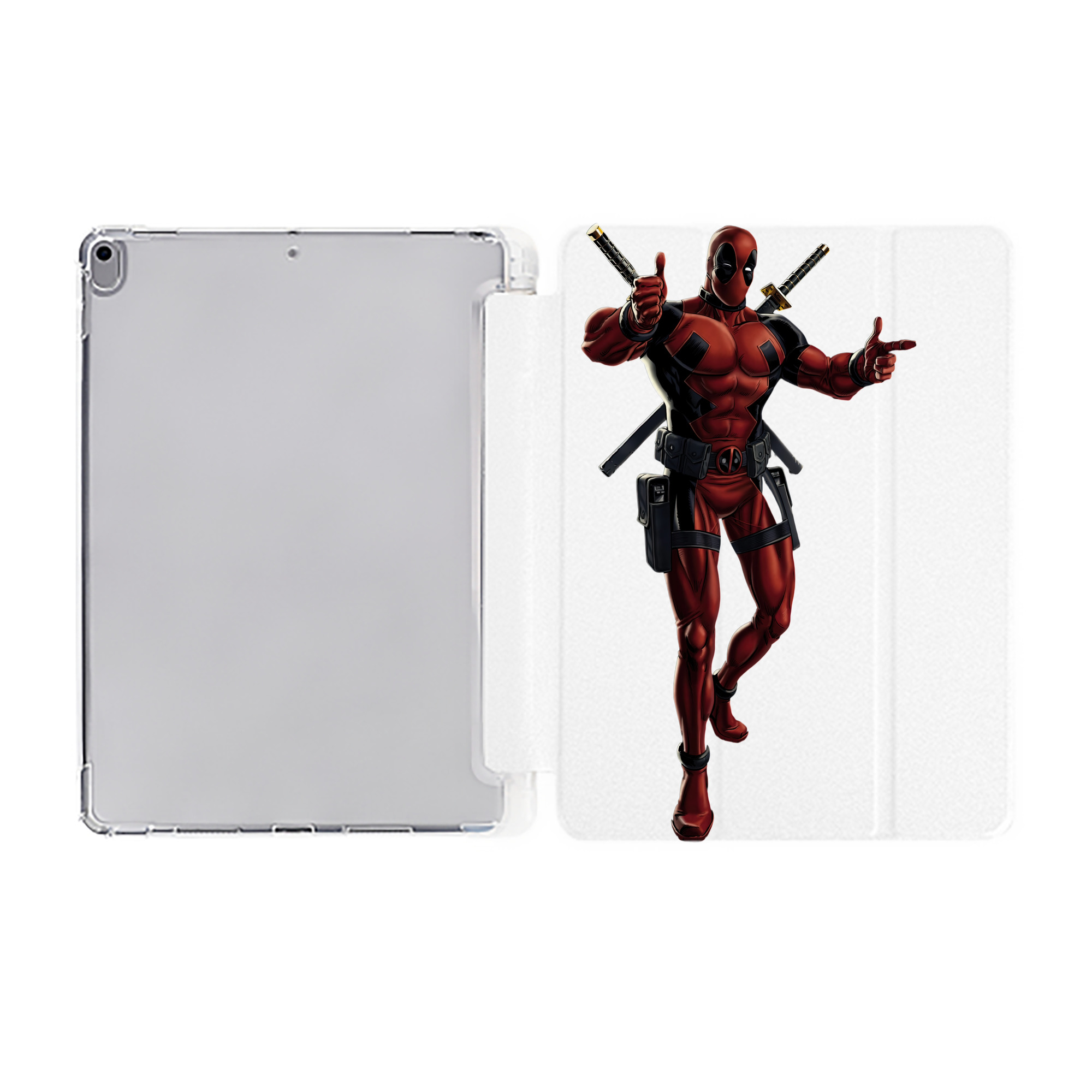 （画像用） Deadpool デッドプール IPad ケース ペン収納付き 三つ折りスタンド PUレザー×シリコン 対応機種9.5/10.5/10.9インチ